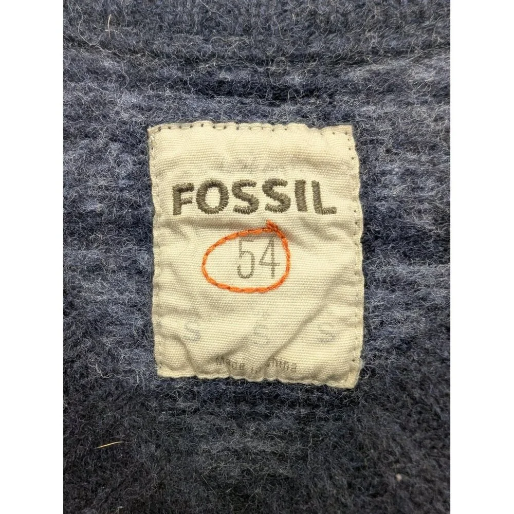 Fossil Sweater Mens Large Patterned Wool Crewneck Pullover Warm Winter Casual